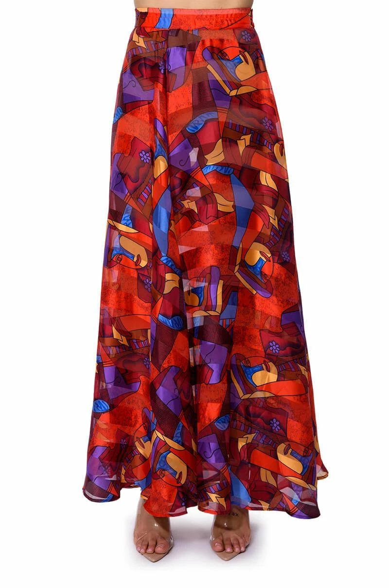AESTHETIC SCARF PRINT MAXI SKIRT - Image 6