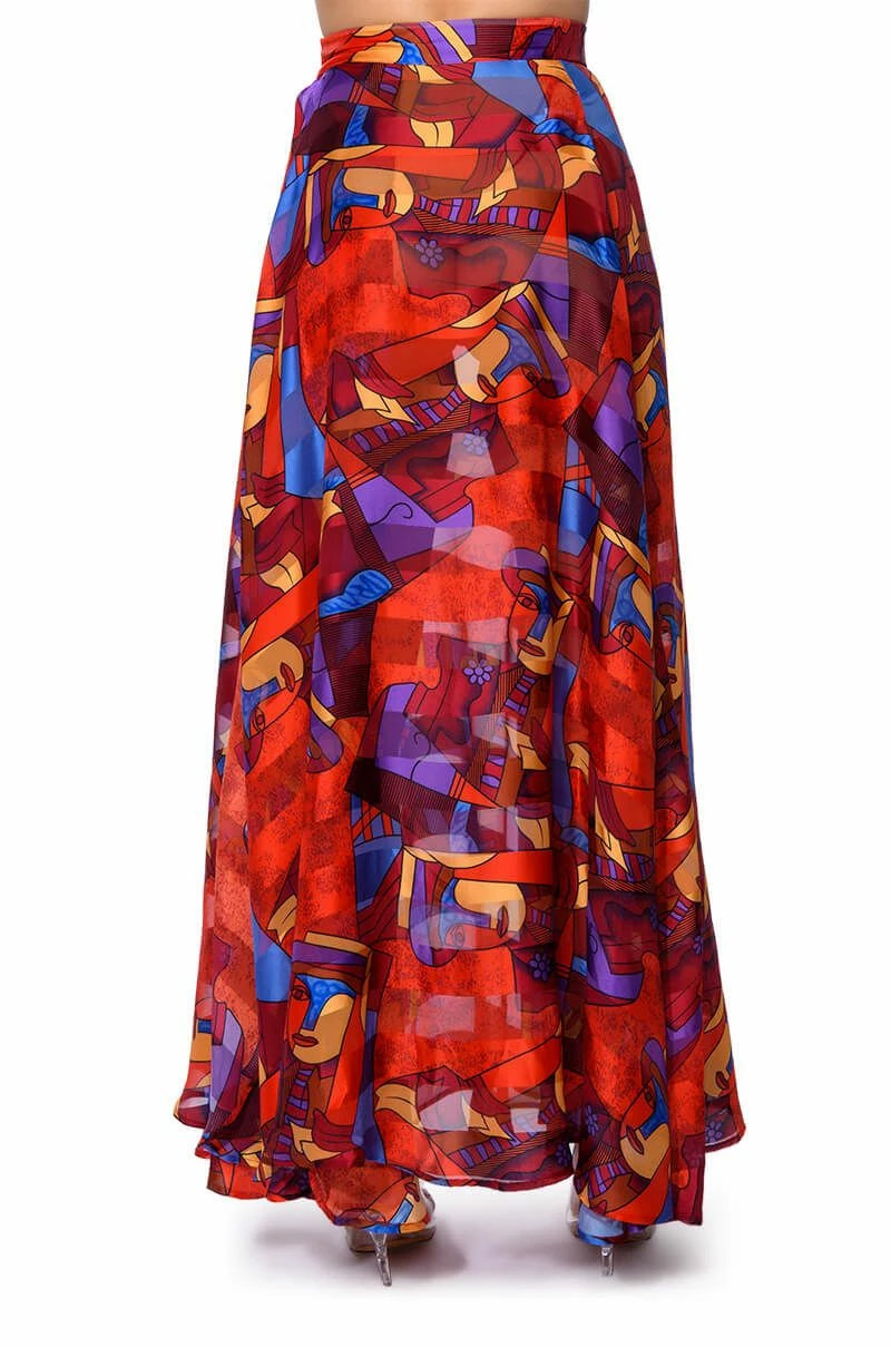 AESTHETIC SCARF PRINT MAXI SKIRT - Image 8