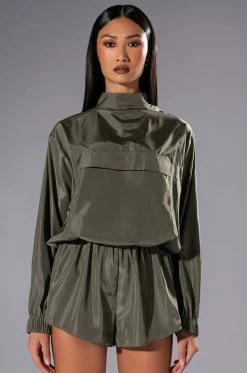 ALL DAY ERRANDS LIGHTWEIGHT ROMPER IN OLIVE