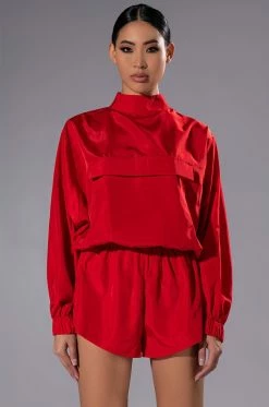 ALL DAY ERRANDS LIGHTWEIGHT ROMPER IN RED