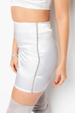 BADDIE SEASON SATIN RHINESTONE MINI SKIRT 12 BADDIE SEASON SATIN RHINESTONE MINI SKIRT -HORSE GIRL Shop baddie season satin rhinestone mini skirt white 6 6