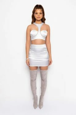 BADDIE SEASON SATIN RHINESTONE MINI SKIRT 13 BADDIE SEASON SATIN RHINESTONE MINI SKIRT -HORSE GIRL Shop baddie season satin rhinestone mini skirt white 7 7