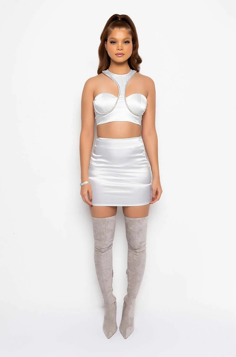 BADDIE SEASON SATIN RHINESTONE MINI SKIRT 7 BADDIE SEASON SATIN RHINESTONE MINI SKIRT - Image 5