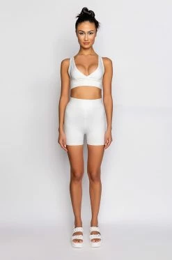 BASIC LUXE WHITE BIKER SHORT 21 BASIC LUXE WHITE BIKER SHORT -HORSE GIRL Shop basic luxe white biker short white 10 10