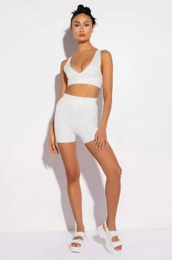 BASIC LUXE WHITE BIKER SHORT 16 BASIC LUXE WHITE BIKER SHORT -HORSE GIRL Shop basic luxe white biker short white 5 5