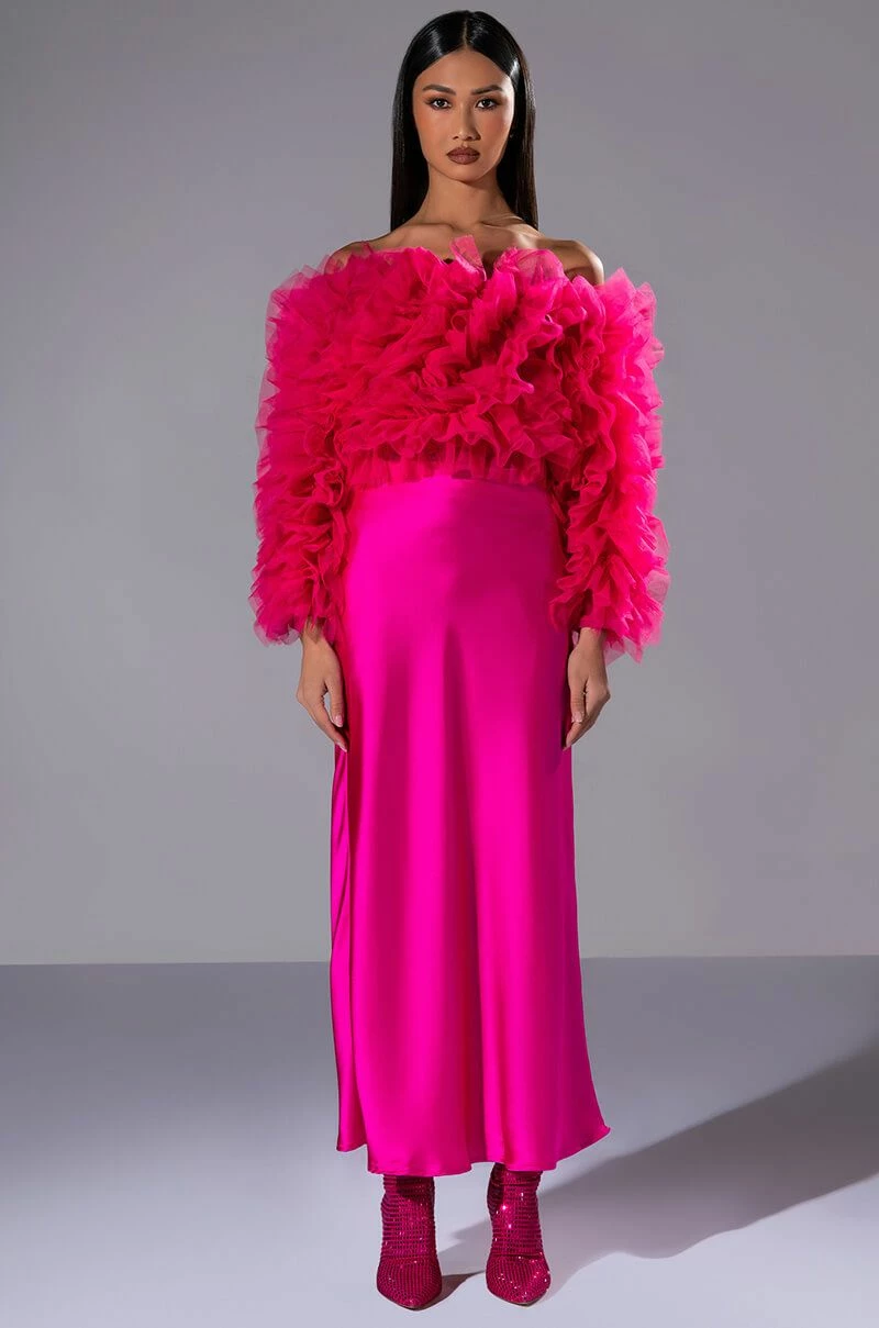 BEAUTIFUL HEART SATIN MAXI SKIRT - Image 3