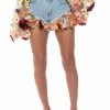 BOTANICAL BEAUTY RUFFLE DENIM SHORTS