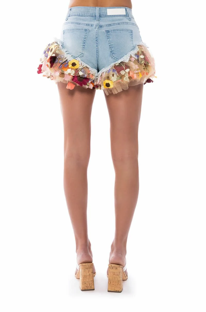 BOTANICAL BEAUTY RUFFLE DENIM SHORTS - Image 8