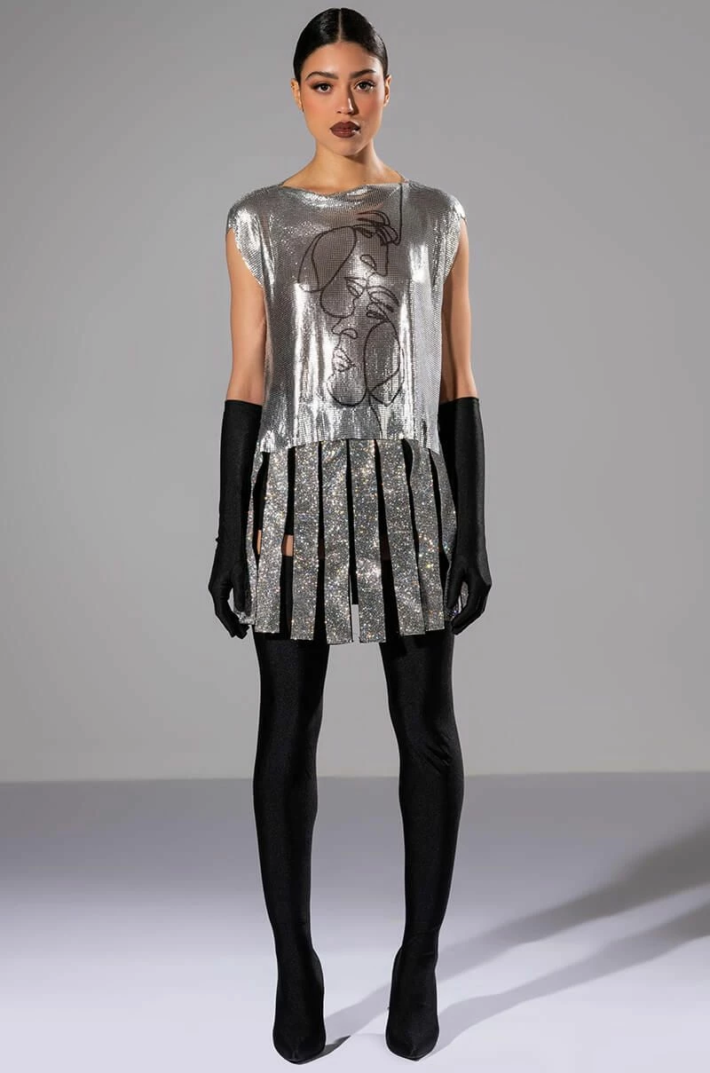 CAPTAIN OF THE TEAM RHINESTONE MINI SKIRT - Image 3