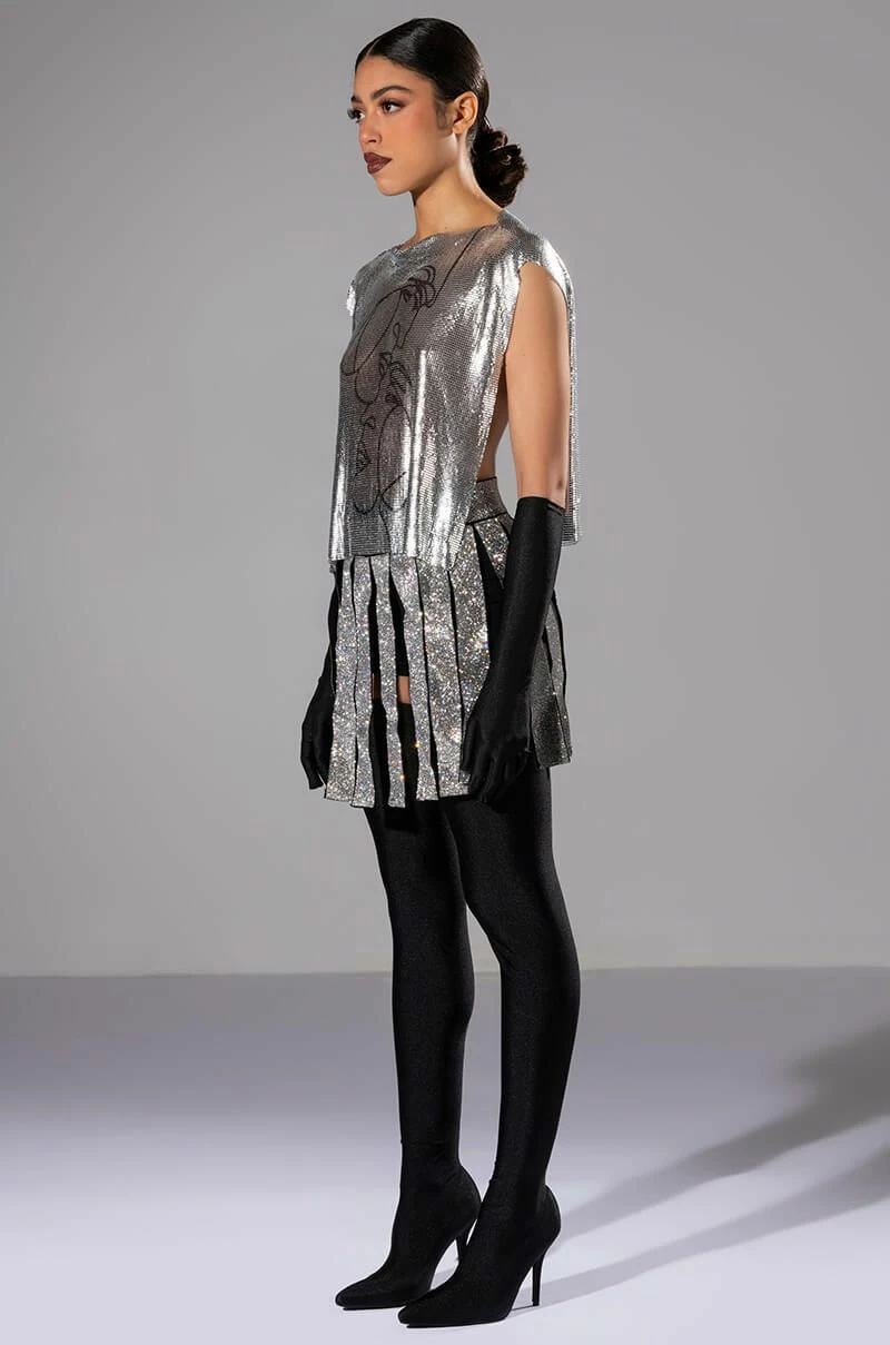 CAPTAIN OF THE TEAM RHINESTONE MINI SKIRT - Image 4