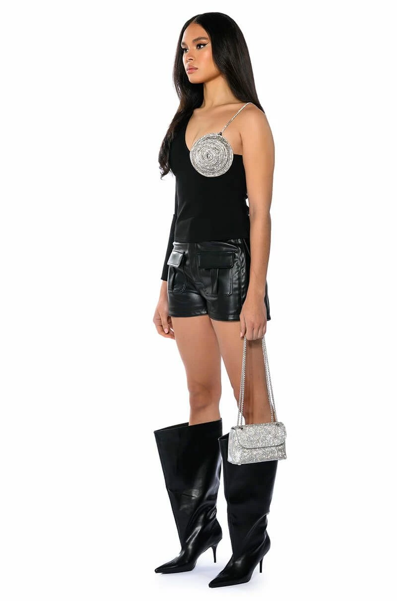 CORA POCKET DETAIL FAUX LEATHER SHORT - Image 6