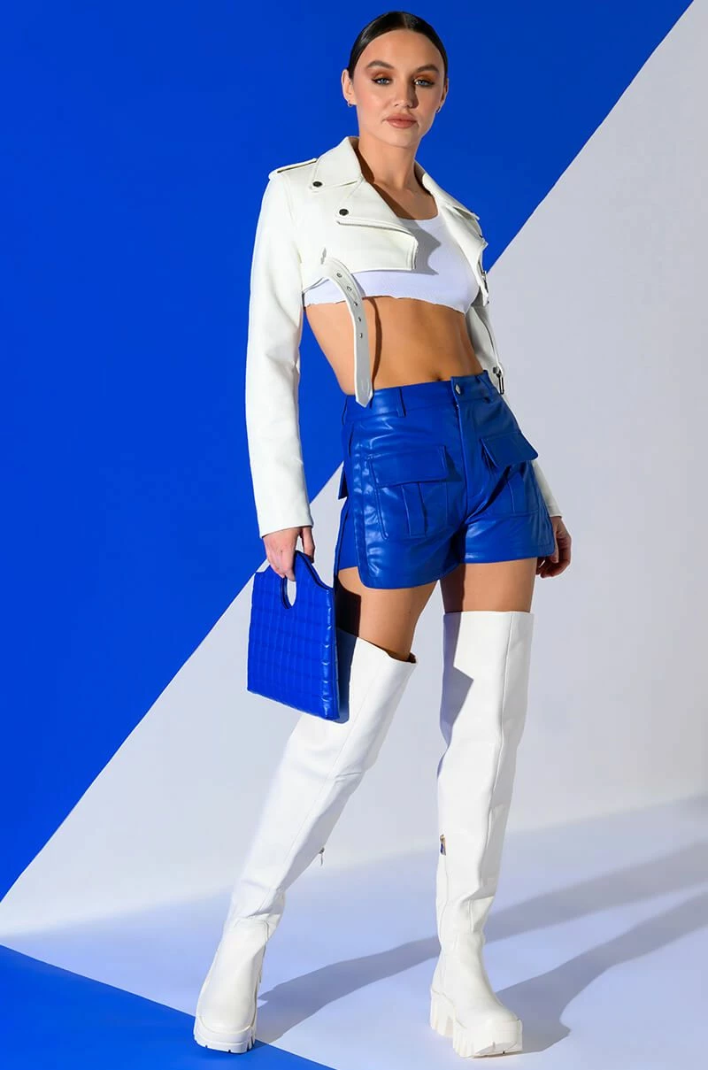 CORA POCKET DETAIL FAUX LEATHER SHORT - Image 2