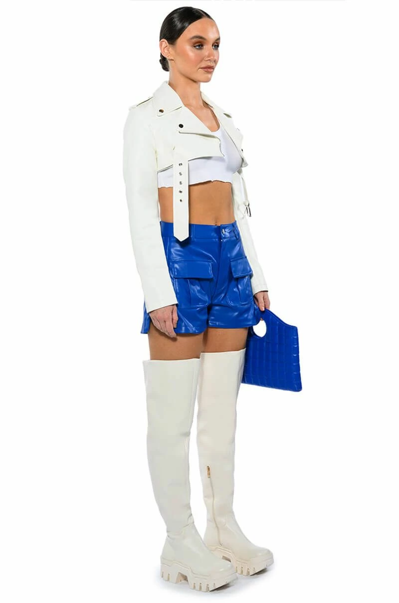 CORA POCKET DETAIL FAUX LEATHER SHORT - Image 4