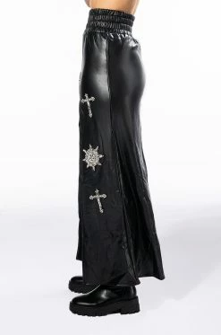 CROSSING MY PATH MAXI FAUX LEATHER SKIRT -HORSE GIRL Shop crossing my path maxi faux leather skirt black 8 8