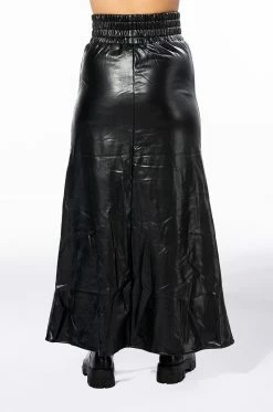 CROSSING MY PATH MAXI FAUX LEATHER SKIRT -HORSE GIRL Shop crossing my path maxi faux leather skirt black 9 9
