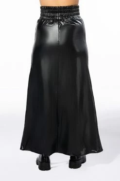 CROSSING MY PATH MAXI FAUX LEATHER SKIRT -HORSE GIRL Shop crossing my path maxi faux leather skirt black 9 9 c1