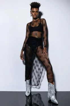 DAY BY DAY LACE JUMPSUIT AND TWIST FRONT MAXI SKIRT SET