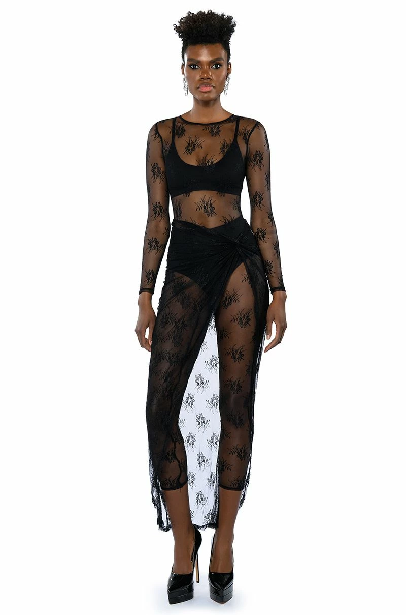 DAY BY DAY LACE JUMPSUIT AND TWIST FRONT MAXI SKIRT SET - Image 3