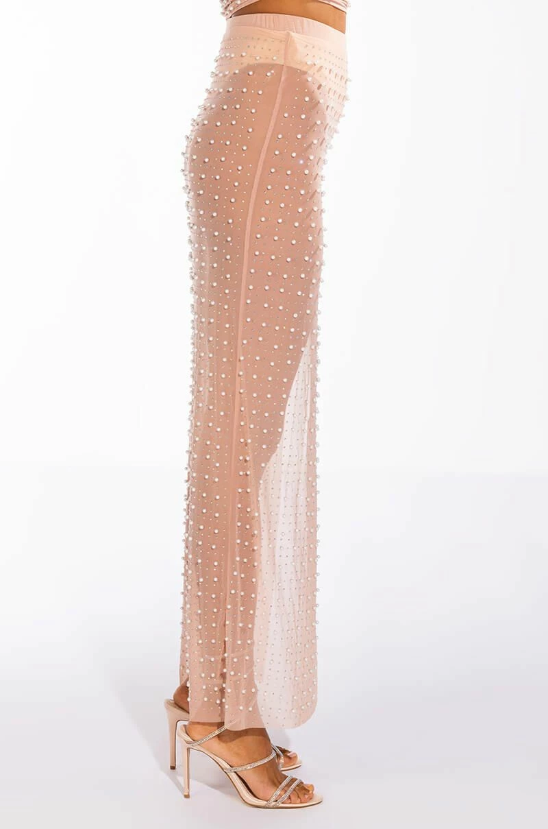 DISCO DOLL EMBELLISHED HIGH SLIT MESH MAXI SKIRT - Image 5
