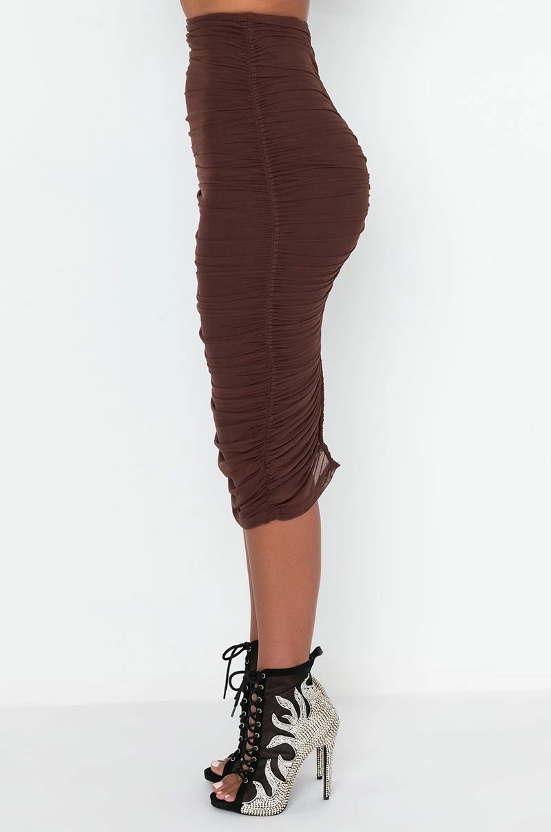 DRAMA FREE CINCHED MESH MIDI SKIRT - Image 2