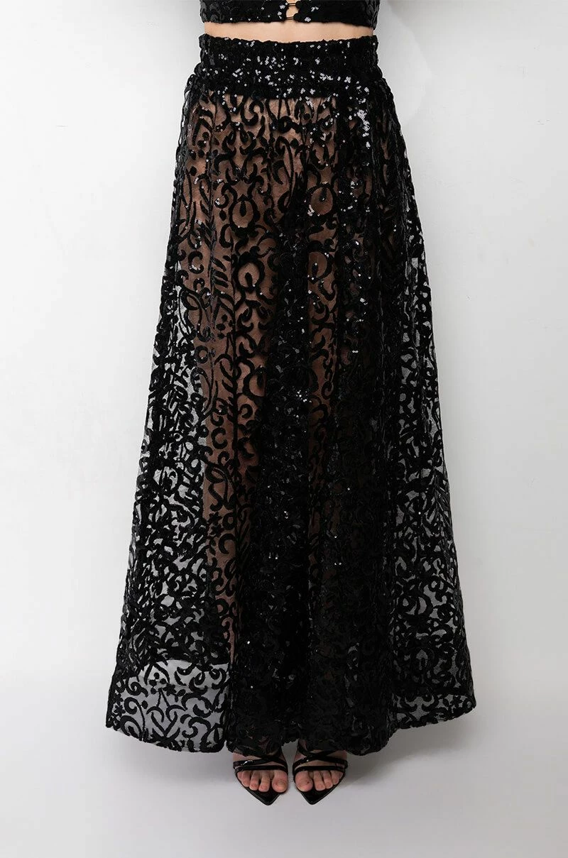 ESTELLE SEQUIN MAXI SKIRT - Image 3