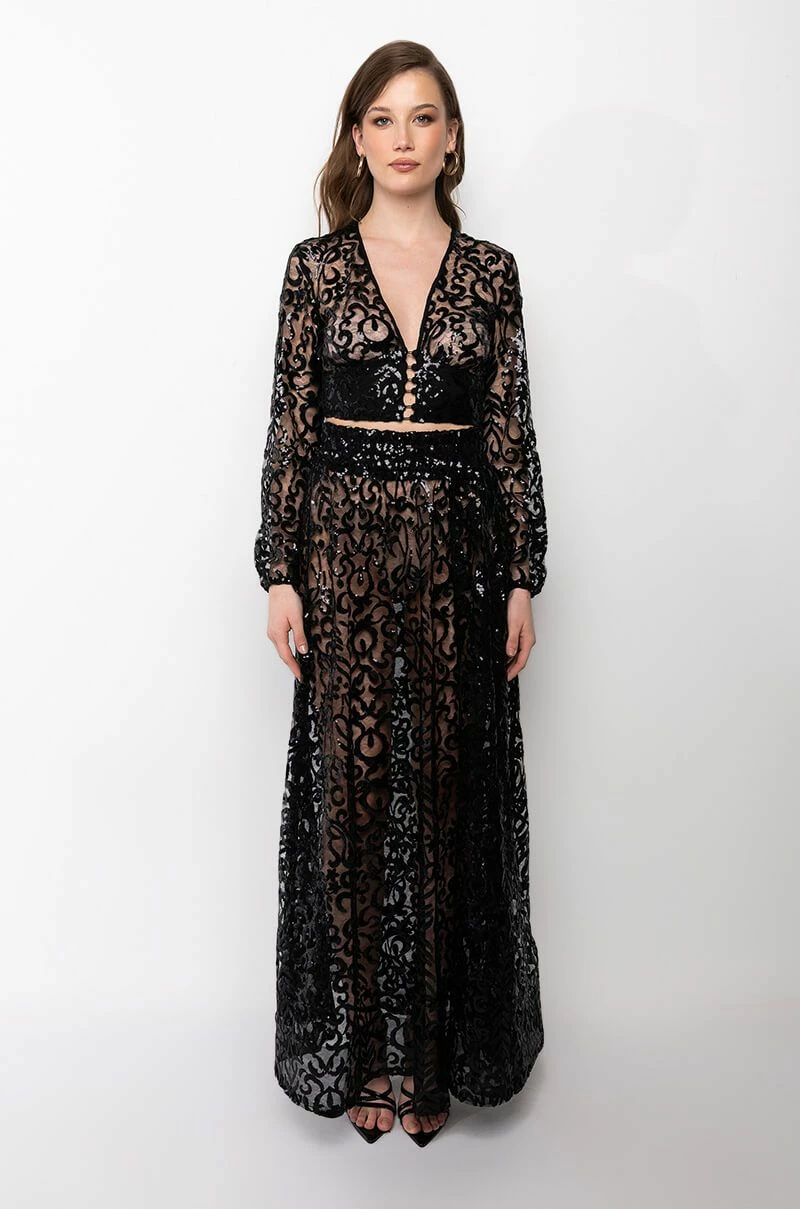 ESTELLE SEQUIN MAXI SKIRT - Image 7