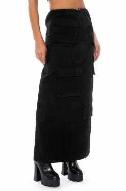 FIELD OF DREAMS CARGO MAXI SKIRT IN BLACK
