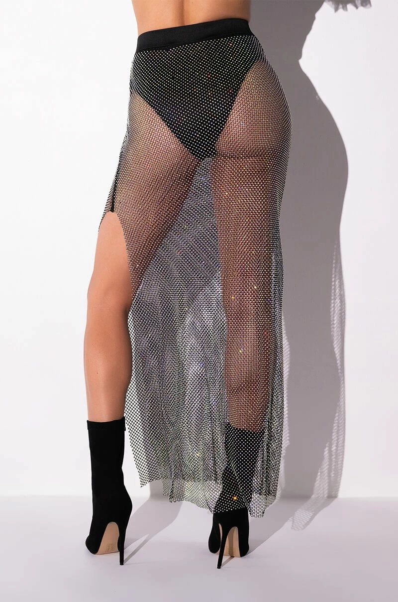 FINESSE RHINESTONE MESH MAXI SKIRT - Image 8