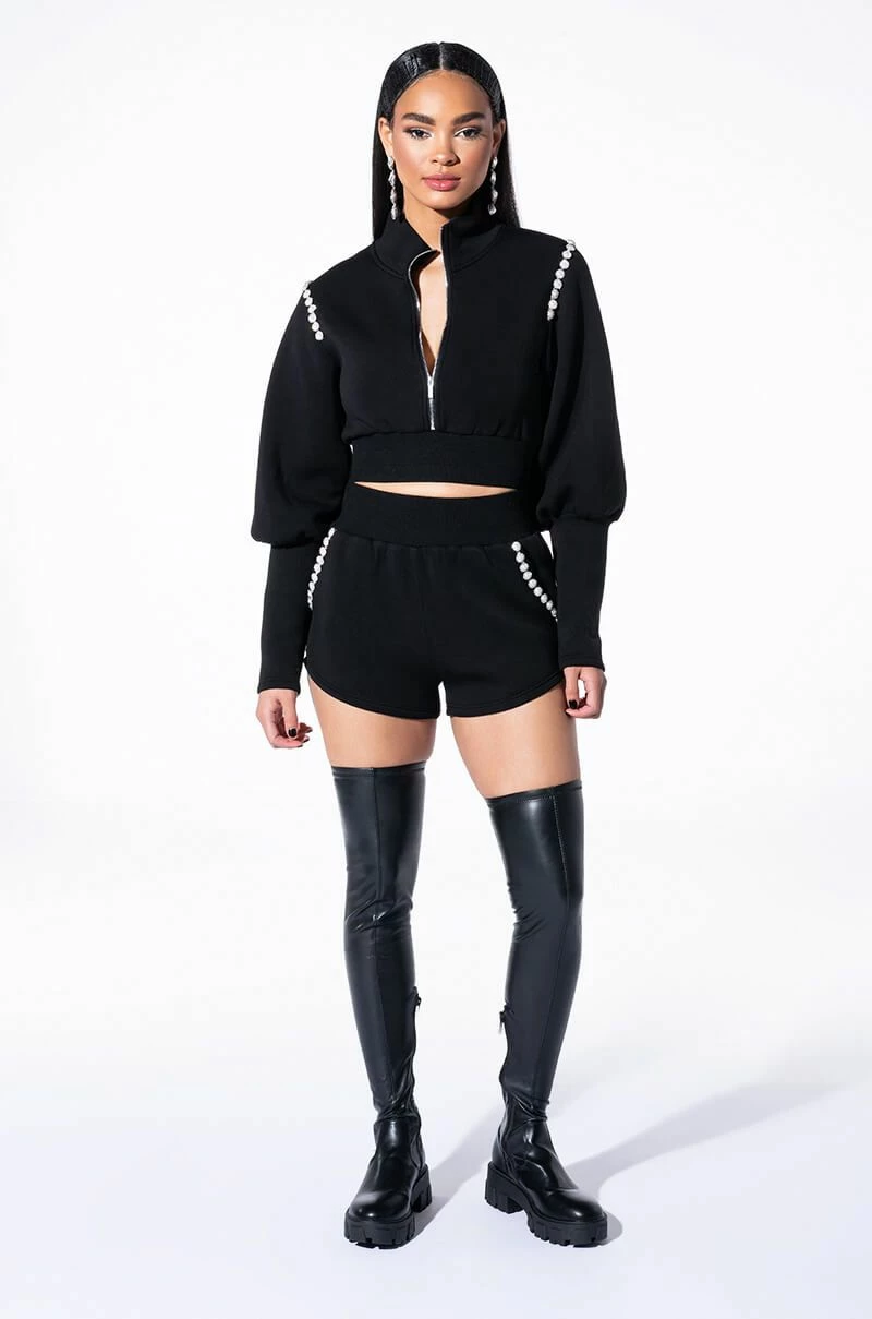 GEMINI PEARL DETAIL SCUBA BOOTY SHORT - Image 8