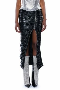 GIULIA FAUX LEATHER ZIPPER DETAIL MAXI SKIRT