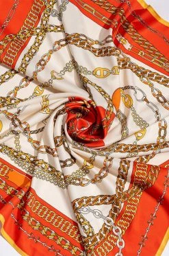 HOLLYWOOD STARLET ORANGE SATIN SCARF