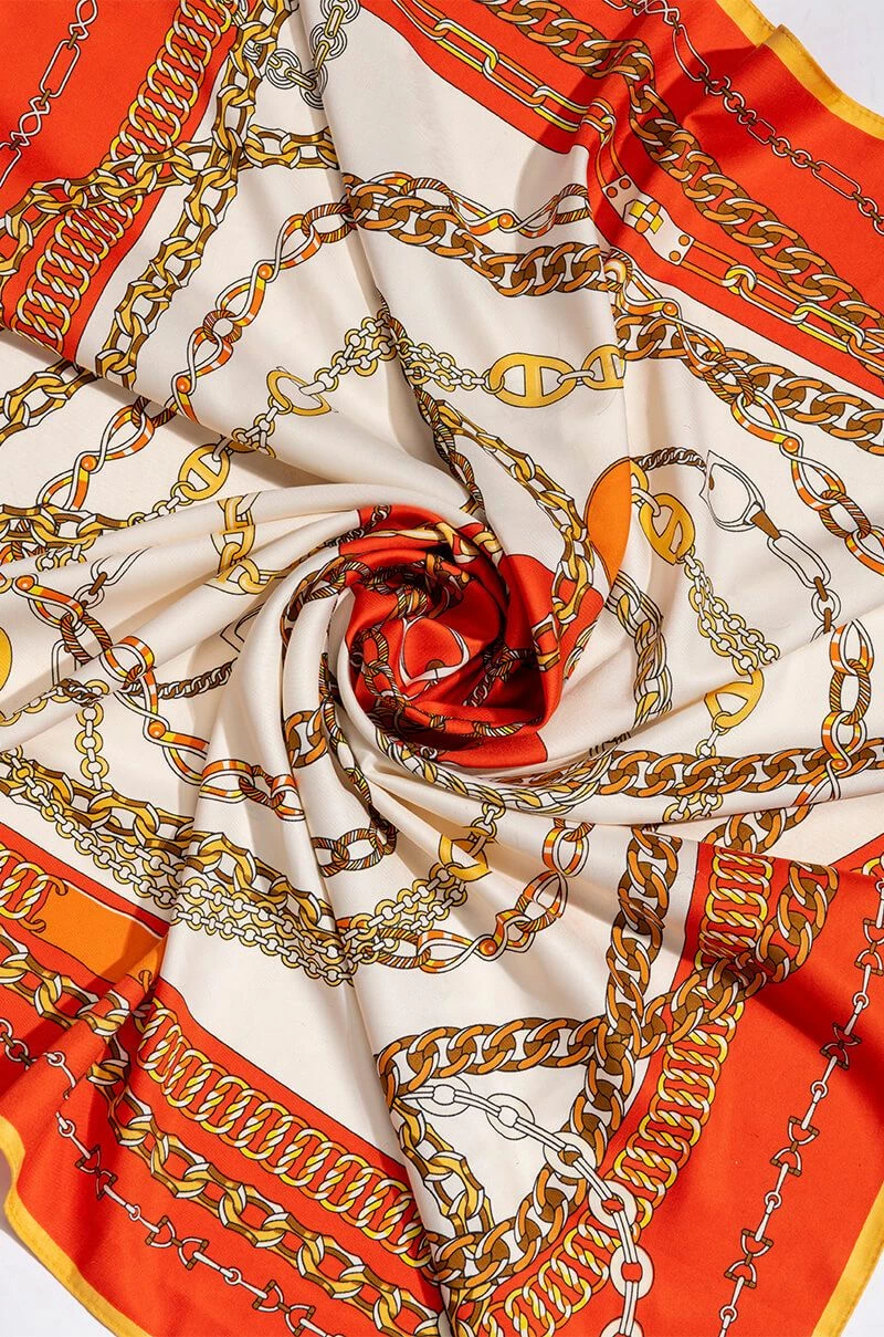 HOLLYWOOD STARLET ORANGE SATIN SCARF