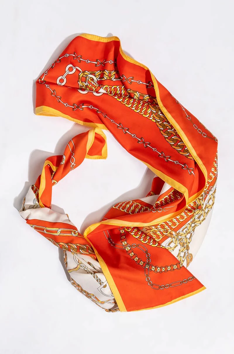 HOLLYWOOD STARLET ORANGE SATIN SCARF - Image 2