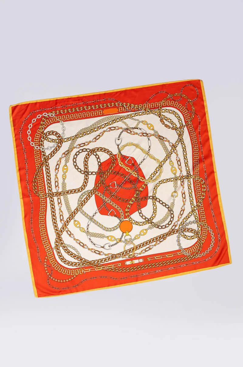 HOLLYWOOD STARLET ORANGE SATIN SCARF - Image 3