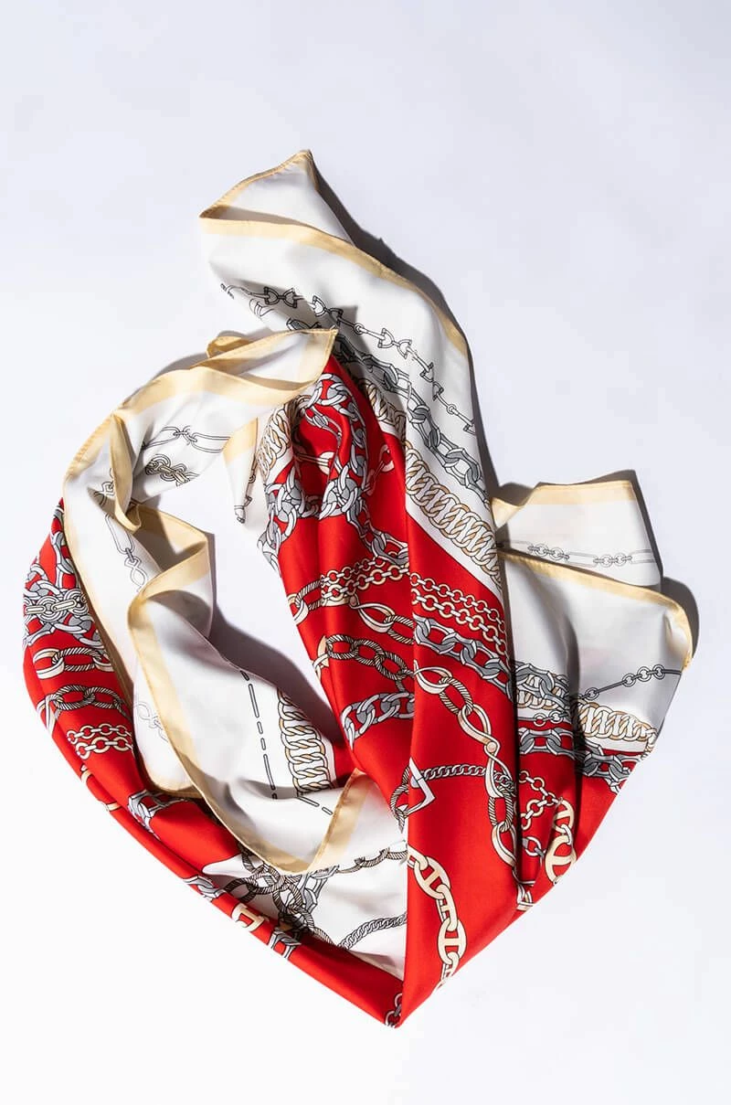 HOLLYWOOD RED SATIN SCARF - Image 2