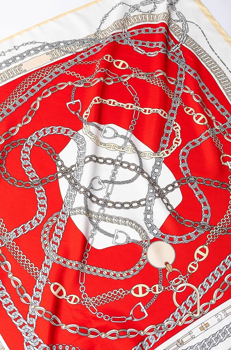 HOLLYWOOD RED SATIN SCARF - Image 4