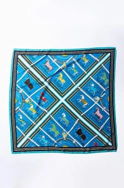 HORSE GIRL BLUE SILK SCARF