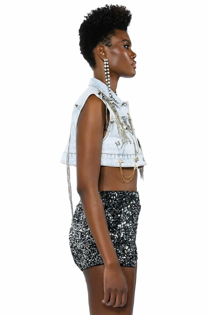 HOUDINI EMBELLISHED DENIM VEST - Image 10