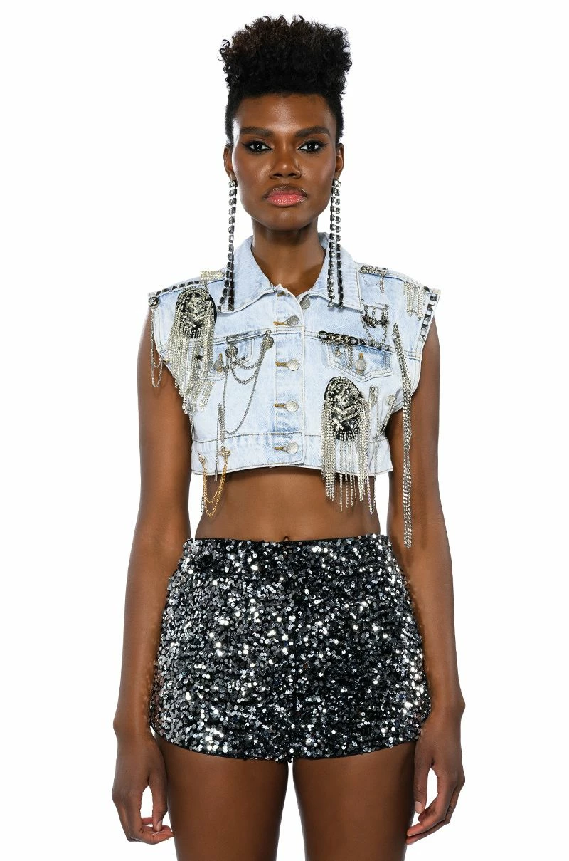 HOUDINI EMBELLISHED DENIM VEST - Image 6