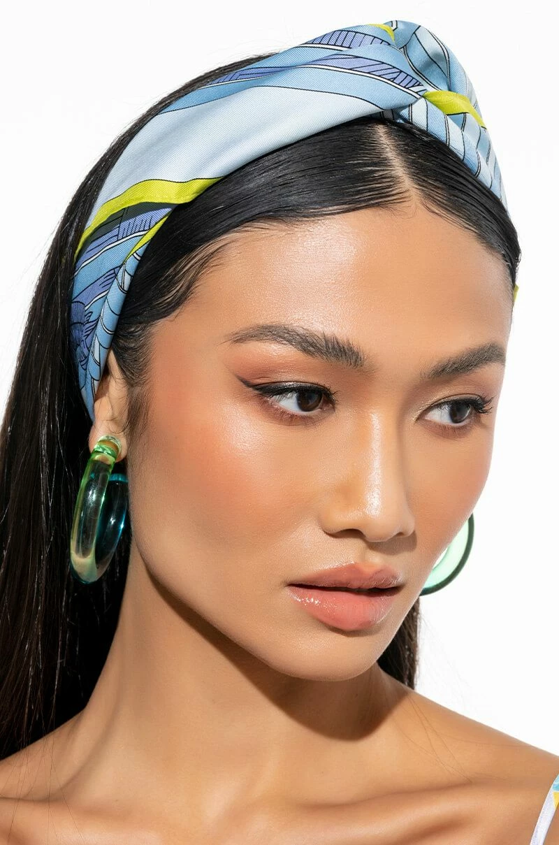 KNIGHTED BLUE SATIN SCARF