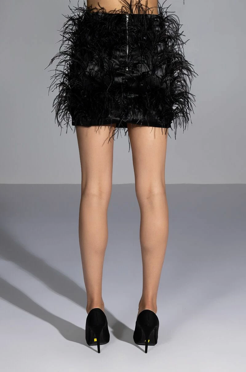 LIVING IT UP SATIN AND SPIKES FEATHER MINI SKIRT - Image 8