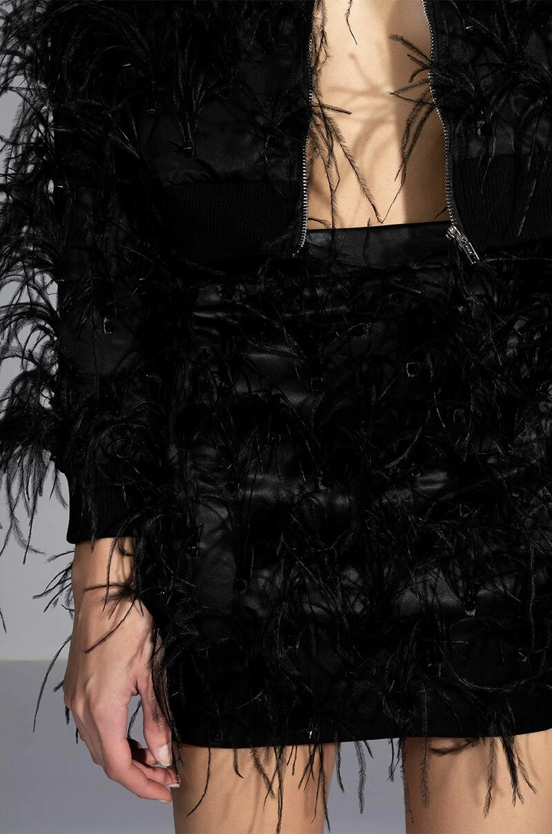 LIVING IT UP SATIN AND SPIKES FEATHER MINI SKIRT - Image 9