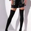 LORIE GEM EMBELLISHED FAUX LEATHER SHORTS