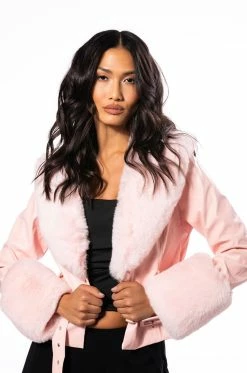 MADDIE Y2K PINK FUR TRIM BLAZER