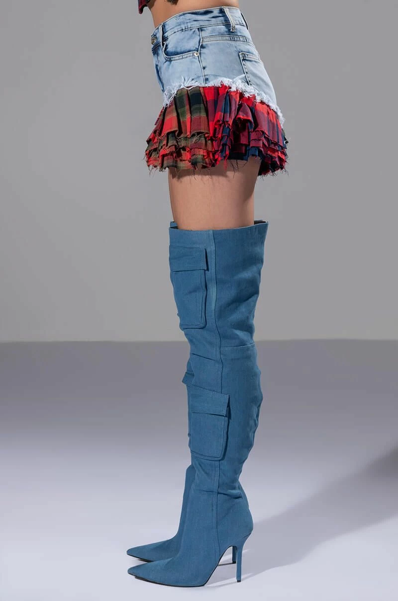 MODERN PUNK PLAID RUFFLE DENIM SHORT 10 MODERN PUNK PLAID RUFFLE DENIM SHORT - Image 8