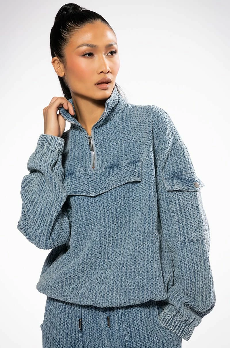 MONTE COZY POCKET DETAIL HALF ZIP SWEATSHIRT - Image 2