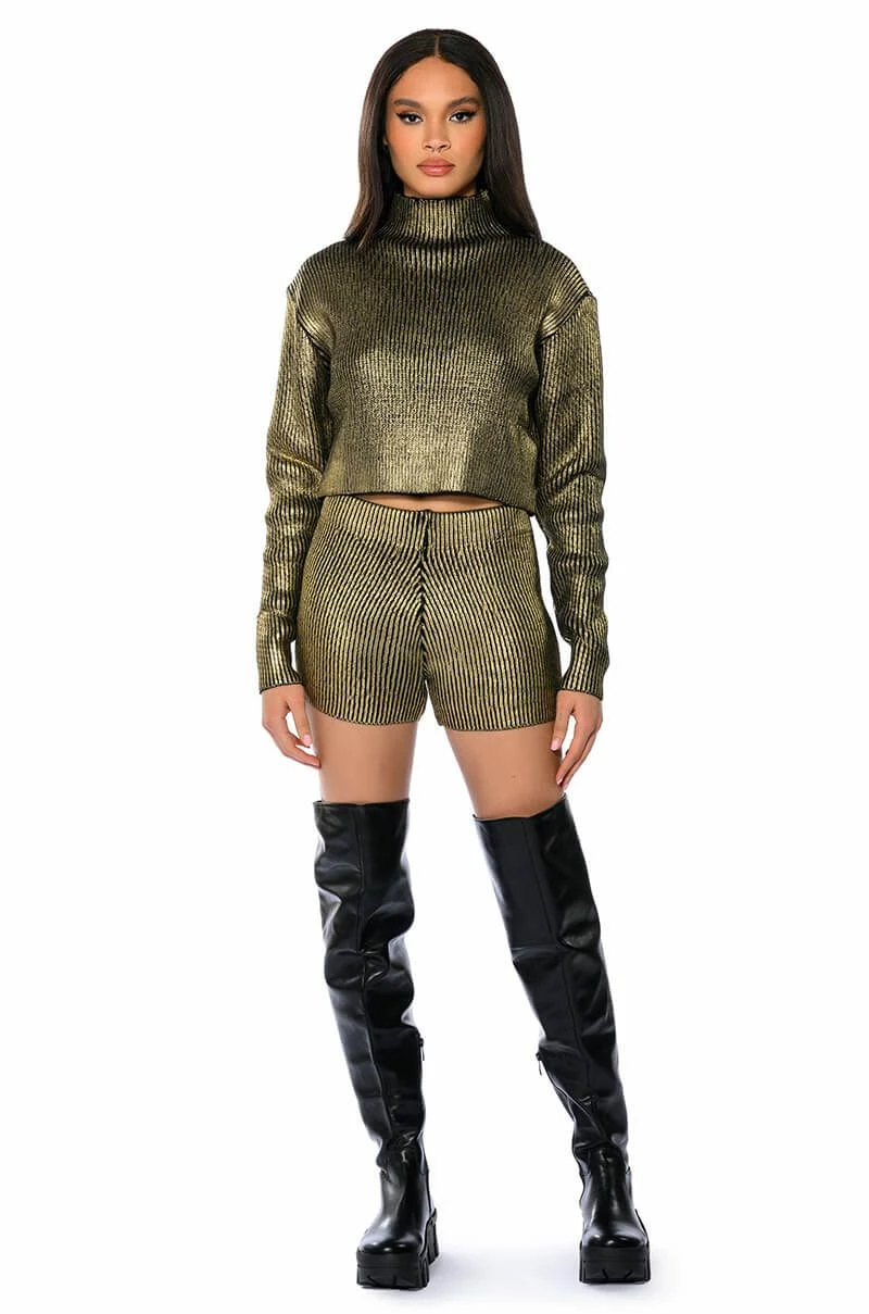 NEBULA COATED METALLIC KNIT SHORT - Image 4