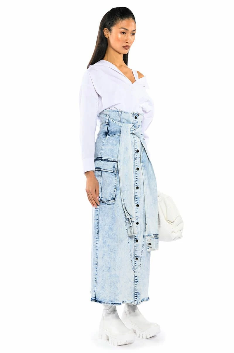 NEXT UP BLEACHED DENIM MAXI SKIRT - Image 3