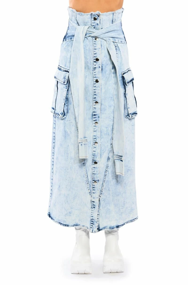 NEXT UP BLEACHED DENIM MAXI SKIRT - Image 4