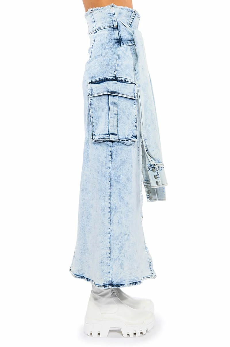 NEXT UP BLEACHED DENIM MAXI SKIRT - Image 6
